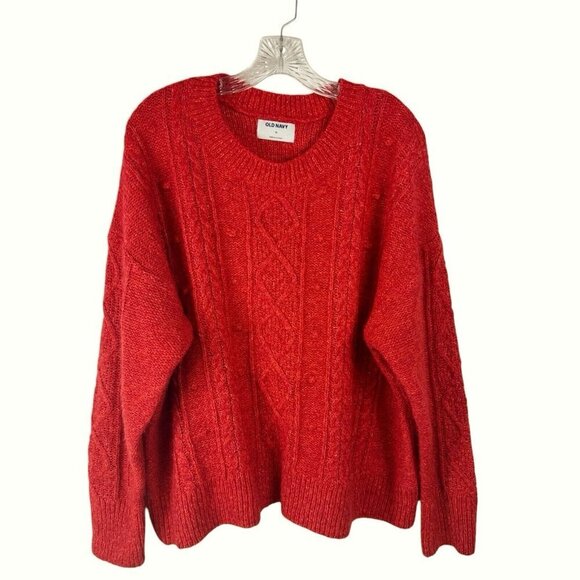 Old Navy Women's XL Boxy Crewneck Sweater Orange Touch of Wool EUC - Picture 1 of 12